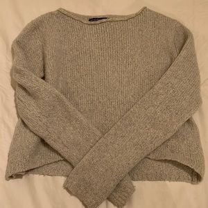 Cropped boat neck sweater